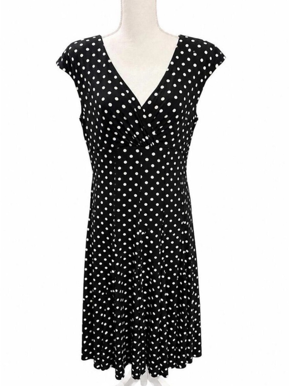 Ralph Lauren Black and White Polka Dot Midi Dress